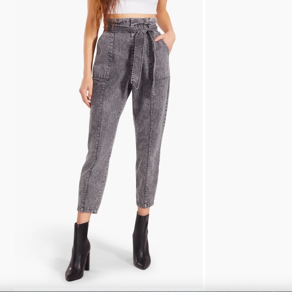 BB Dakota by Steve Madden Denim - BB Dakota (Steve Madden) "Wash & Learn" Paperbag Waist Dark Grey Jeans Size 4